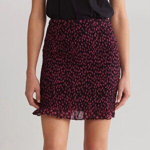 The Kooples Ditsy Floral Smocked Mini SKIRT Size 1 US S Pull on Stretch NEW $165